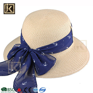 JAKIJAYI papel blanco de buena calidad hecho señoras floppy <span class=keywords><strong>beach</strong></span> sun sombrero de paja de ala ancha - Product Image 2
