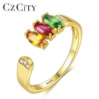 CZCITY - Personalized Gold Plating Pave Lab Synthetic Gemstone Rings for Ladies