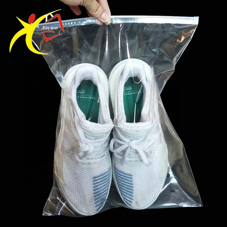 Durable shoe clothes plastic OEM made in China clear PE zipper bag