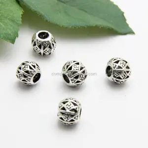 Factory Offer Big Hole Zinc Alloy Beads, DIY Anti-silver Big Hole Metal Beads for Bracelets and Necklace