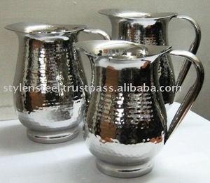 Pichet à eau martelé en acier inoxydable résistant à la chaleur pichet à eau en métal Pot à glace en acier inoxydable verre froid - Product Image 3