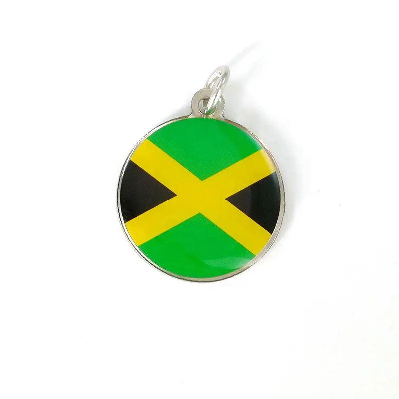 Goedkope custom gedrukt logo Jamaica vlag metalen charm