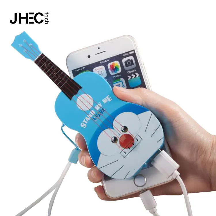 Custom creative full capacity 400mah portable USB phone charger mini cute cartoon guitar power bank for promotion
