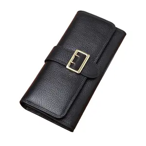 2024 New Lady Leather Classical Buckle Long Wallet for women fashion