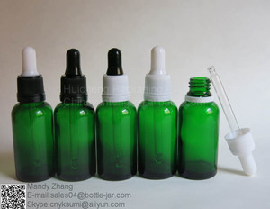 30 ML verre vert cosmétique bouteille d'huile avec dameur gouttes évidente - Product Image 1