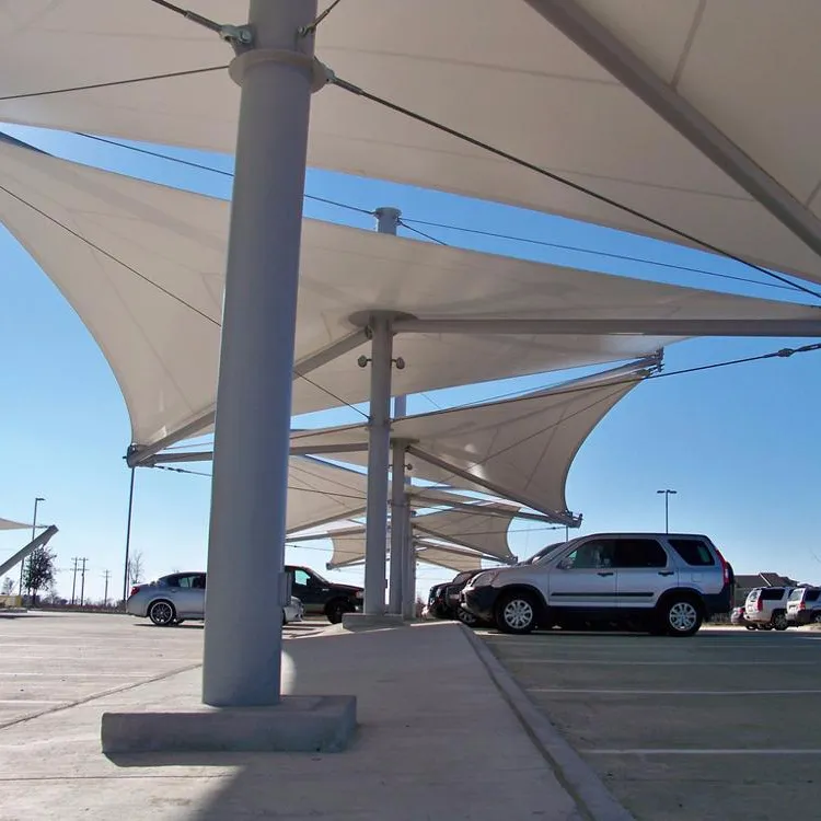 etfe ptfe pvdf tensile awning car parking shade structure