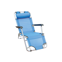 Chaise de plage extérieure bleue pliable rapide, double usage, lit, bleu