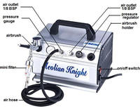 Compresseur de tatouage d'aérographe à piston portable AS179K refroidi par air sans huile avec style de lubrification