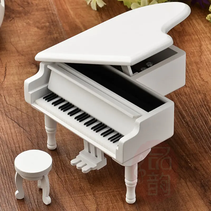 Atacado criativo presente de madeira piano caixa de música