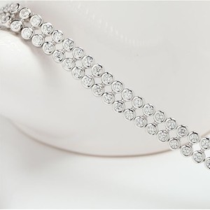 Teemi al por mayor 2015 de calidad superior de lujo 2 Filas redondos blancos cúbicos joyería de <span class=keywords><strong>la</strong></span> boda de los brazaletes de ten - Product Image 4