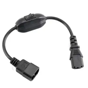 C14-C13 Cable de alimentación de extensión, IEC 320 C13 hembra a C14 macho con interruptor de encendido/apagado 10a Cable adaptador de corriente Fr PDU UPS,1pcs