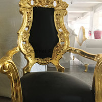 Luxe Baroque Sculpté En Bois Massif Doré Dinant la Chaise En Bois