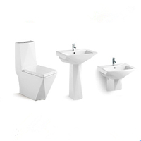Articles sanitaires Offre Spéciale en forme de diamant Lavabo monobloc Wc Toilette Ensemble blanc carré Salle de bain Toilette moderne Céramique WDR