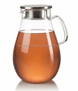 Jarra de água de vidro, jarra de vidro com filtro de água, alta qualidade, novo design, com tampa, decanter de carafe