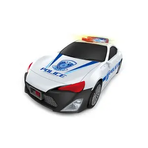 Wholesale wheels 1 64-Ebay hot sale free wheel alloy police car toy with music and light