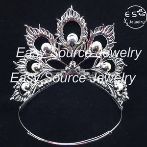 Couronne de diadème en <span class=keywords><strong>plume</strong></span> de paon pour femme, accessoires pour cheveux de mariée, spectacle, thème de paris, - Product Image 4