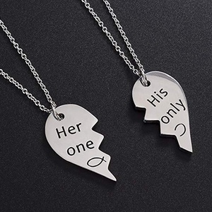 MECYLIFE acciaio inossidabile la sua unica collana di gioielli da una coppia collana a cuore diviso all'ingrosso - Product Image 3