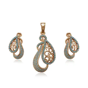 64210 xuping best selling turkish style copper alloy earring and pendant gold plated jewelry sets