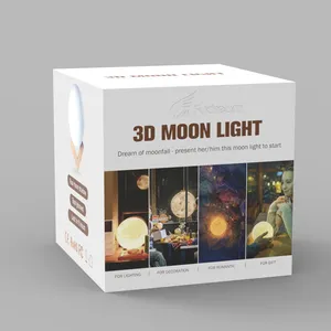 2024 Hot Bán 3D in ấn trăng đèn với USB thay đổi cáp 15cm trăng ánh sáng ban đêm trong 16 màu sắc RGB điều khiển từ xa