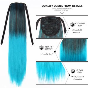 Alilader Extension de cheveux synthétique lisse et soyeux de 20 pouces, queue de cheval, couleur ombrée, clip pour cheveux pour femmes, vente en gros - Product Image 5