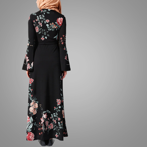 Casual de moda musulmana marroquí Dubai Abaya de poliéster de impresión Maxi vestido elegante diseño burka - Product Image 4