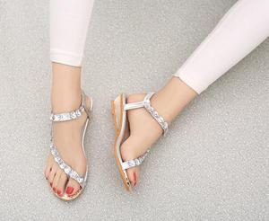 <span class=keywords><strong>Sandalias</strong></span> planas bohemias informales para mujer, zapatos con diseño de diamantes de imitación, up-0222r - Product Image 6