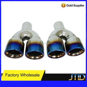 Blue Flame Series Driver Side escalonados oval borde enrollado el angulo de corte punta de escape de doble pared - Product Image 1