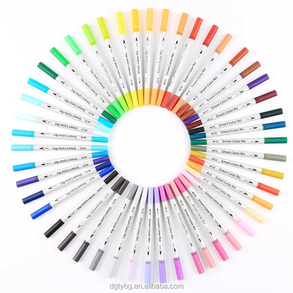 Çift İpucu Fırça Marker Kalemler-60 Renkler Çift Fırça Kalemler Güzel İpucu Set Sanat Fırça ile İşaretleyiciler ve Vurgulayıcı