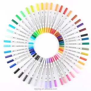 Sikat ganda Tip Marker Pens-60 Warna Ganda Sikat Pena Set Art Brush Marker dengan Baik Tip dan Stabilo