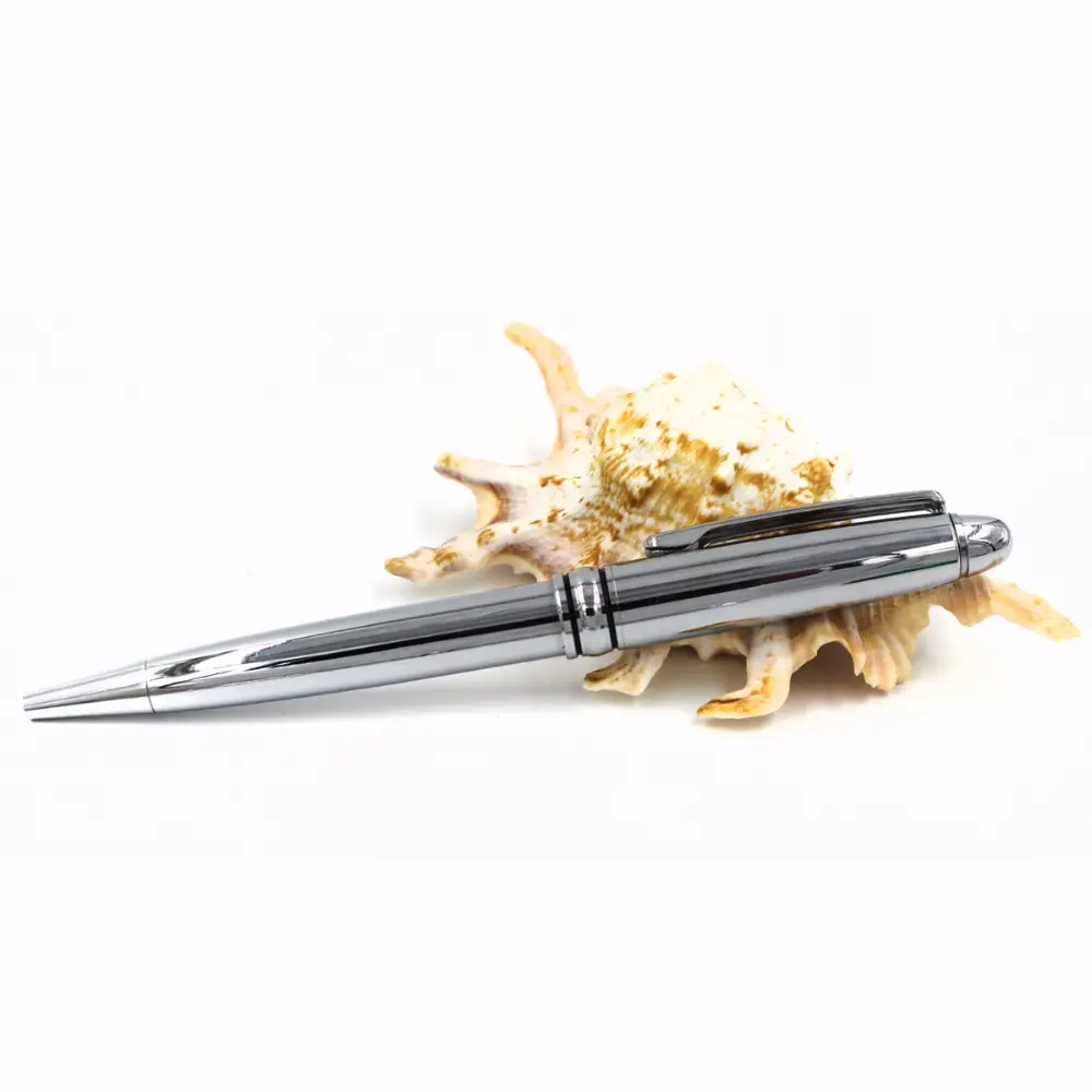 Heldere Chroom Metalen Pennen Gouden En Zwarte Kleur Promotionele Zware Metalen Balpennen Met Logo Op Vat Voor Promotionele Artikelen