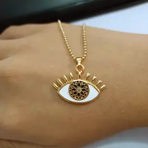 Fashion Gold Enamel Eye Necklace For Women NS180931