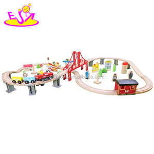 Nouveau le plus chaud éducatifs 70 pcs ferroviaire jouet en bois train ensembles pour enfants W04C073 - Product Image 3