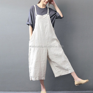 Dongguan Abbigliamento Personalizzato di <span class=keywords><strong>Lino</strong></span> Bianco Tuta Allentato Casuale Della Tuta Per Le Ragazze E <span class=keywords><strong>Pantaloni</strong></span> Delle Donne - Product Image 6