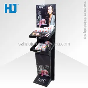 Free Sample ODM or OEM Cardboard Floor Display For Liquid shampoo, Mac Cosmetic Makeup Paper exhibition Stand