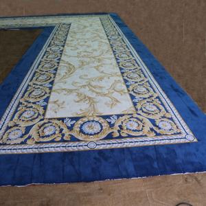 Moquette murale en laine bleu marine à motif floral <span class=keywords><strong>d</strong></span>écoupé, utilisée pour les hôtels, en coton européen, toile de coton personnalisée - Product Image 6