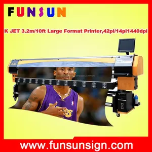 K Jet 3.2m gran formato solvente impresora con 4 o 8 Konica 512 14 pl cabezas 1440DPI