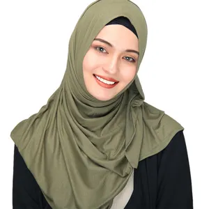 New Style Custom Logo Cotton Hijab Jersey Scarf Plain Crumple Wholesale Muslim Wrap Scarves Hijab