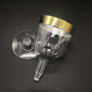 <span class=keywords><strong>Verre</strong></span> <span class=keywords><strong>à</strong></span> <span class=keywords><strong>vin</strong></span> <span class=keywords><strong>jetable</strong></span> en plastique, pièces, avec bordure en or, 2 pièces - Product Image 3