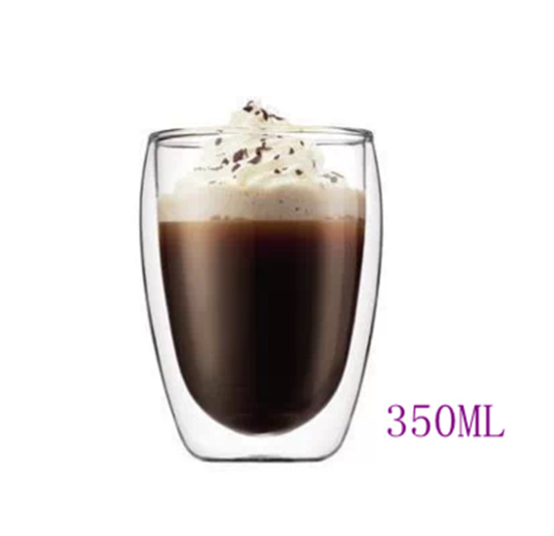 Wholesale Custom Logo Transparent double wall heat resistant borosilicate stemless glass coffee cup