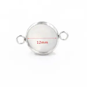 12 Mm 8 Mm 10 Mm Stainless Steel Perhiasan Bentuk Bulat Dasar Pengaturan Kubah Cabochon Konektor Tray