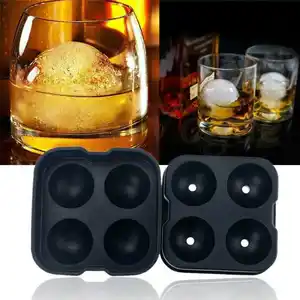 100% Food Grade Food Grade Goedgekeurd Siliconen Sphere Ice Ball Maker Mould, Silicone Ice Tray Ball Met 4 Holtes