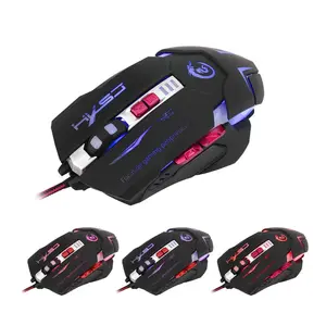 HXSJ H600 Professional USB Wired Quick Moving LED Light Gaming Mouse Game Peripherals with 7 Buttons Coding Mice