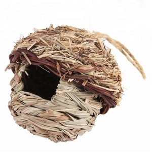 Mooie Ontwerp Stro Vogelnest Huis Handgemaakte <span class=keywords><strong>Birdhouse</strong></span> Bed Voor Vogels Papegaai Hamster Kleine Huisdieren Dieren Kooi Thuis Opknoping Decor - Product Image 5