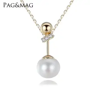 PAG&MAG Personality Silver 925 Sterling Jewelry Natural Pearl Pendant Necklace