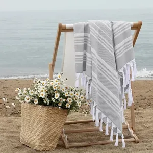 Serviettes de plage en coton, séchage rapide, douce, vente en gros, imprimé à l'extérieur, 100% coton, style turc