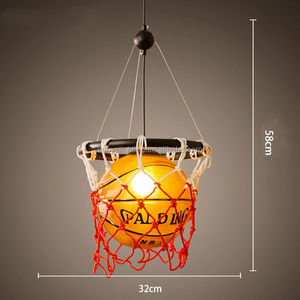 Lampadario Vintage a Forma di Pallone da Basket, Lampada a Sospensione con Gabbia in Acrilico - Product Image 3