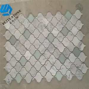 White carrara polishing marble lantern shaped tile mosaic for wall design