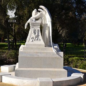 Nuova Statua di Angelo Piangente in Pietra Scolpita, Statua di Angelo Piangente in Marmo Naturale per Cimitero - Product Image 3