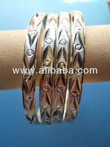 Indian 18K Gold Plated <b>Copper</b> Alloy Silver Brass Fashion <b>Bangles</b> for Weddings Parties Engagements and Anniversaries - Product Image 3