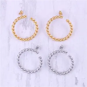 New Arrival Stainless Steel Braid Circle Stub Charm Women Girls Fashion Jewelry Earrings 2019